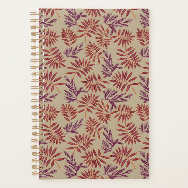 Motifs de feuilles rouges et violettes vives sur f (Devant)