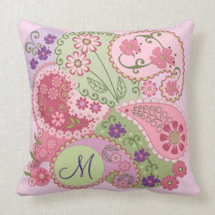 Motifs de Paisley, fleurs et coussin fait sur