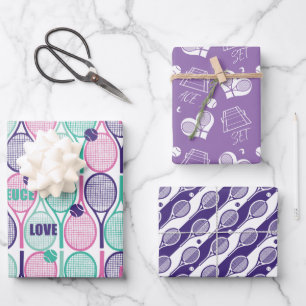 💜 Motifs de tennis violets sur feuilles de papi