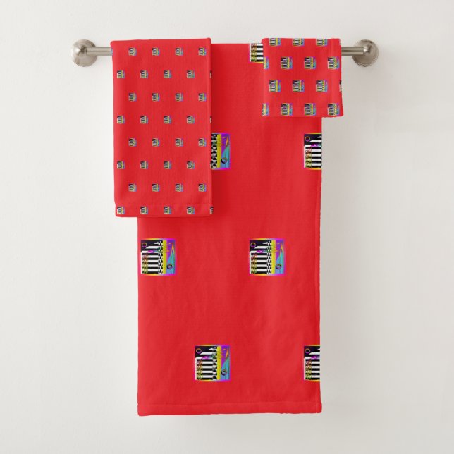 Motifs géométriques décoratifs rouges  (En situation)