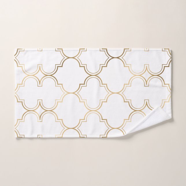 Motifs géométriques islamiques dorés de luxe (Serviette à main)