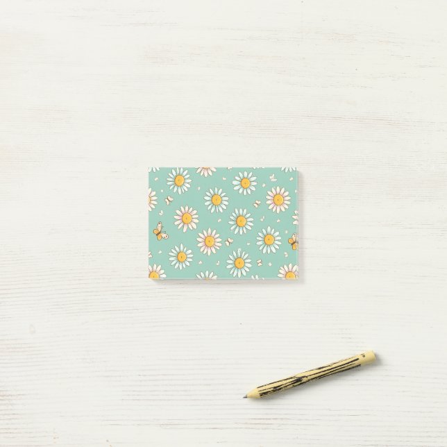 Motifs jolis de pâquerette et d'abeille | Post-It  (Sur un bureau)