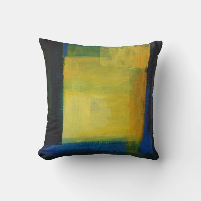 ""Motion" Coussin bleu et jaune (Recto)