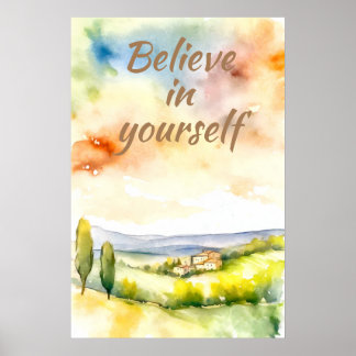 Motivation aquarelle Mur Art Paysage Poster