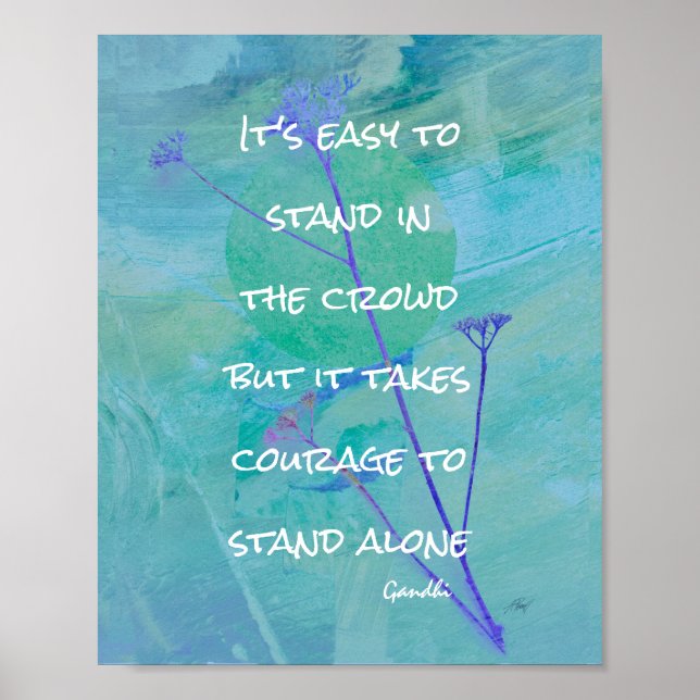 motivation Gandhi citation affiche bleue nature ar (Devant)