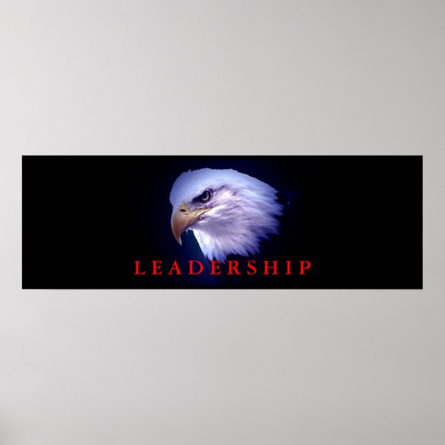 Motivation Leadership Eagle Eyes Blue Red Poster (Devant)