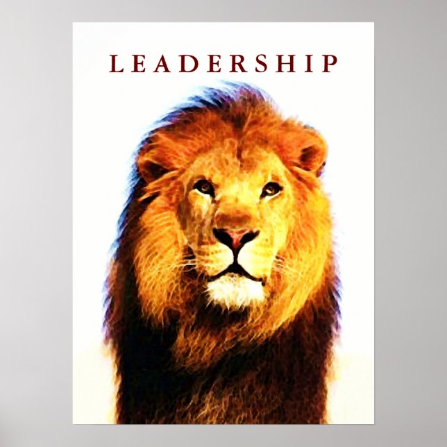 Motivation Leadership Lion Eyes Pop Art Poster (Devant)
