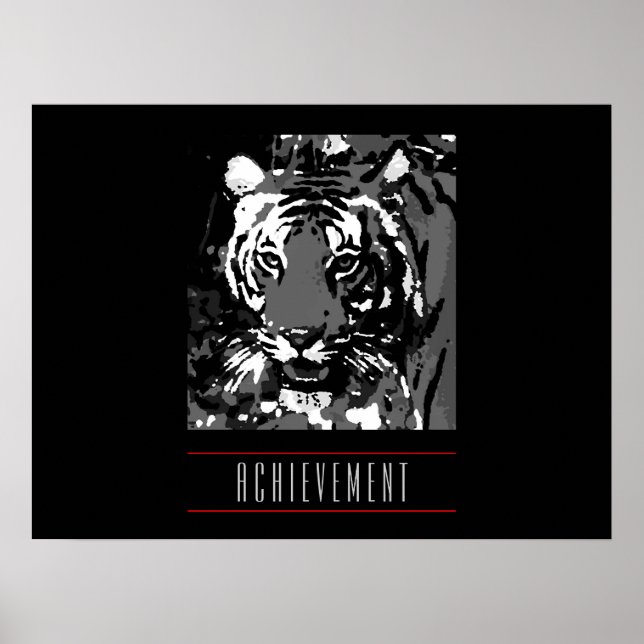 Motivational Achievational Tiger Poster Imprimer (Devant)