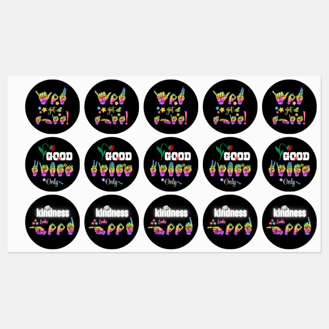"Motivational ASL Sticker Trio" Stickers (Feuille)