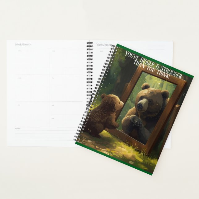 motivational bear cub calendar planner notebook  (Devant avec enveloppe)