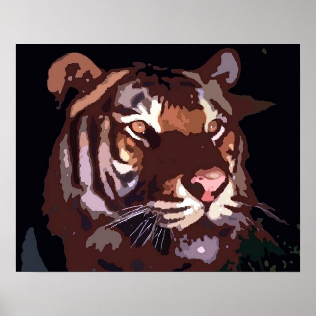 Motivational Blacklight Tiger Eyes Poster Print (Devant)