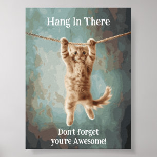 Motivational Funky Hang in There Poster de chat