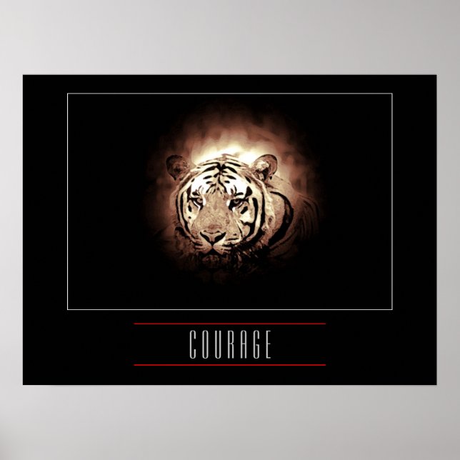 Motivational Leadership Courage Tiger Poster Impri (Devant)