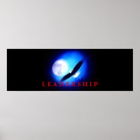 Motivational Leadership Flying Eagle Blue Poster