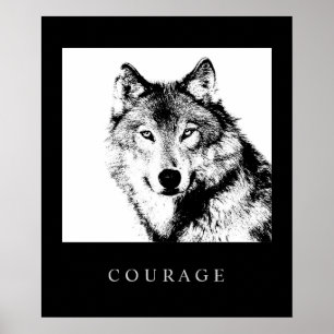 Motivational Pop Art Courage Wolf Poster Imprimer