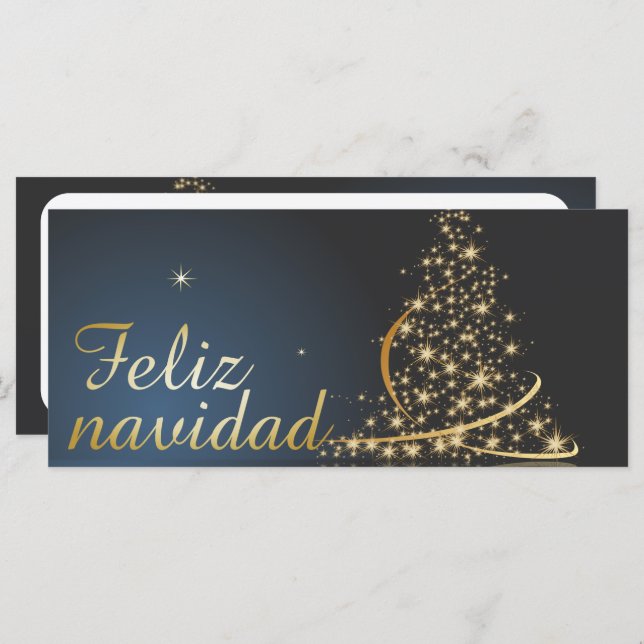 Motivo navideño azul con dorado árbol de navidad. (Devant / Derrière)