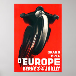 Moto 1937 Bern course vintage Poster