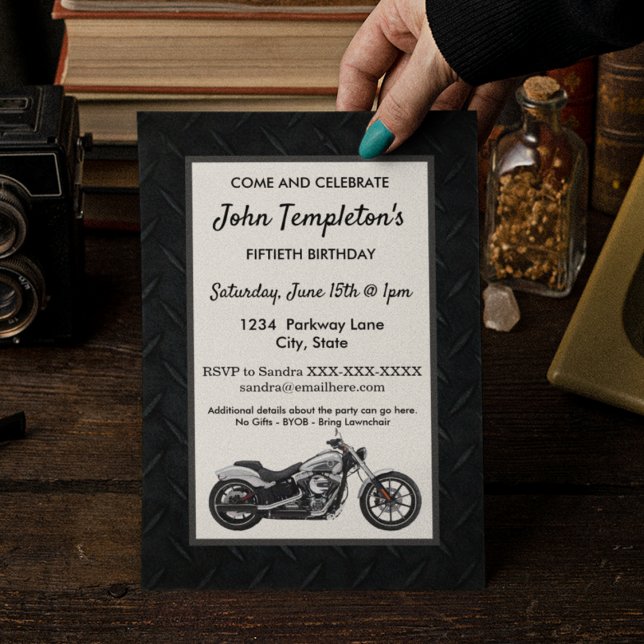Moto Anniversaire Fête Hommes Invitations (Créateur téléchargé)