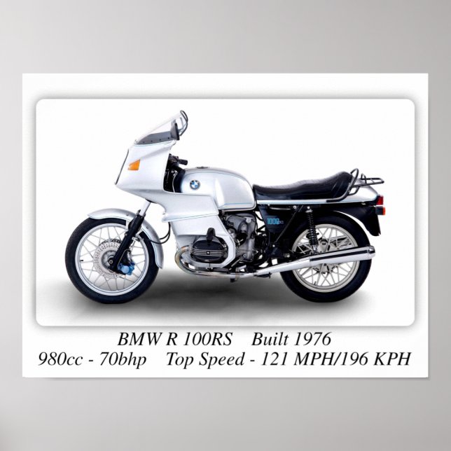Moto BMW R 100RS - Poster d'impression de taille A (Devant)