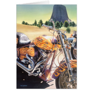 Moto de "EL Diablo" dans l'aquarelle de désert