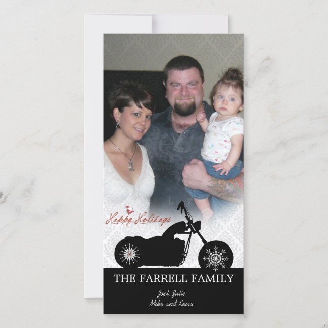 Moto de Père Noël et carte photo de vacances de (Devant)