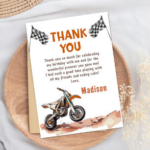 Moto Dirt Vélo Anniversaire Carte de remerciements