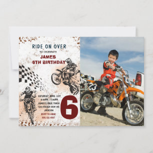 Moto Dirt Vélo Photo Anniversaire Invitation