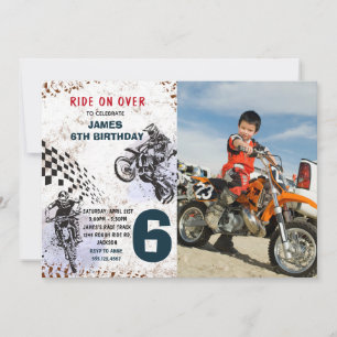 Moto Dirt Vélo Photo Anniversaire Invitation