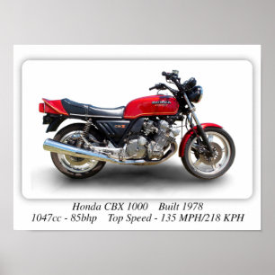 Moto Honda CBX 1000 - Affiche d'impression de form
