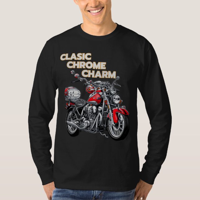 Moto moto de Biker Classic Chrome Charm T-Shirt (Devant)