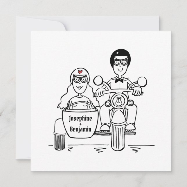 Moto personnalisée et Faire-part de mariage Sideca (Devant)