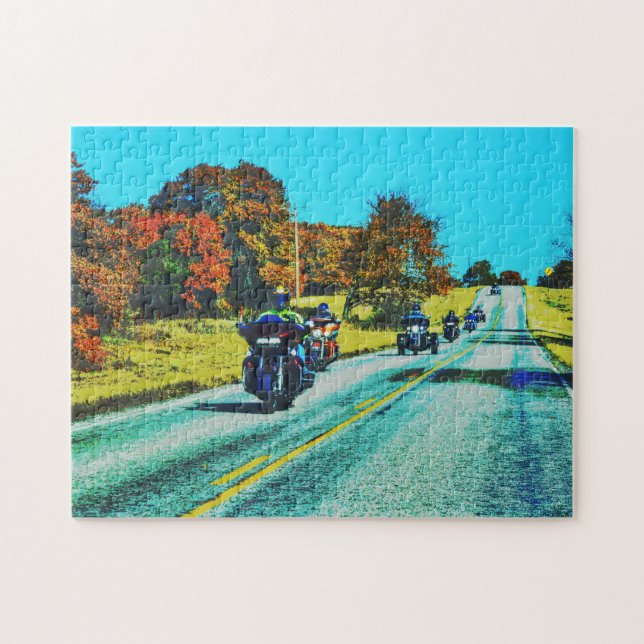 Moto Rider Biker Road Trier Art Puzzle (Horizontal)
