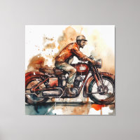 Moto vintage aquarelle toile d'art