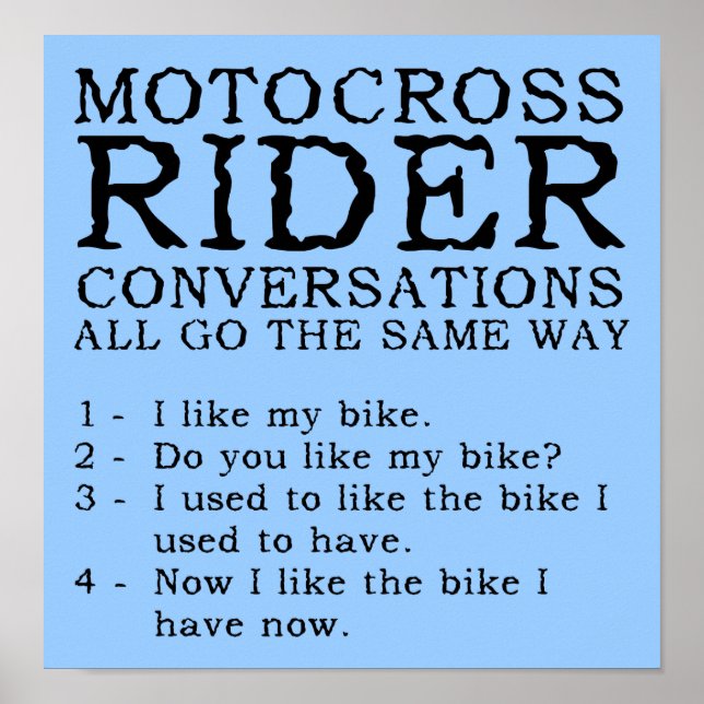 Motocross Conversations Funny Dirt Bike Poster Sig (Devant)