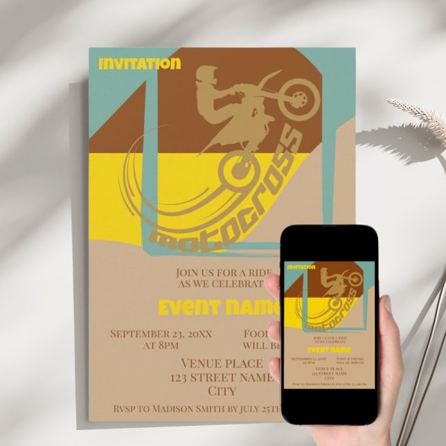 Motocross événement fête anniversaire Invitation (Créateur téléchargé)