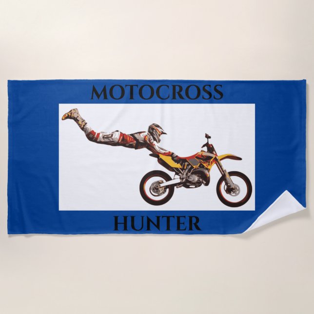MOTOCROSS serviette de plage. (Devant)