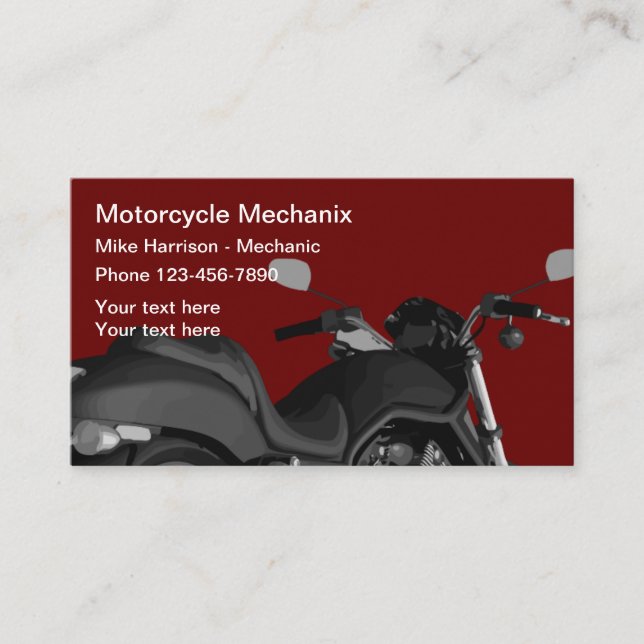 Motocyclette Thème Cartes de visite mécaniques (Devant)