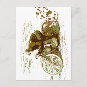 Motocyclette verte Vintage carte