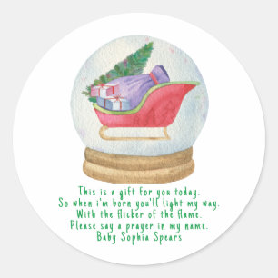 Motoneige père Noël. Étiquette de la bougie de pri