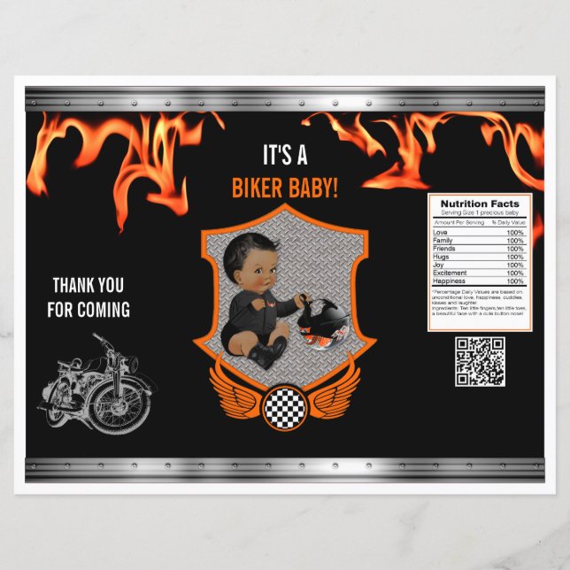 Motorcycle Biker Baby Orange Black Chip Sac (Devant)