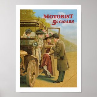 Motorist Cigars Automobile Ad Art Vintage Poster