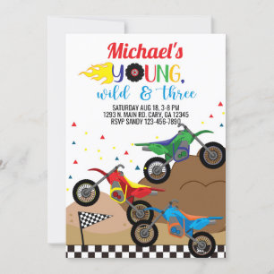 Motos, vtt saleté invitation anniversaire garçon.