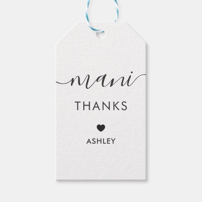 Mots-clés Mani Thanks, étiquette cadeau de kit de  (Devant)