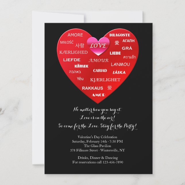 Mots d'amour internationaux Cartes de Saint-Valent (Devant)