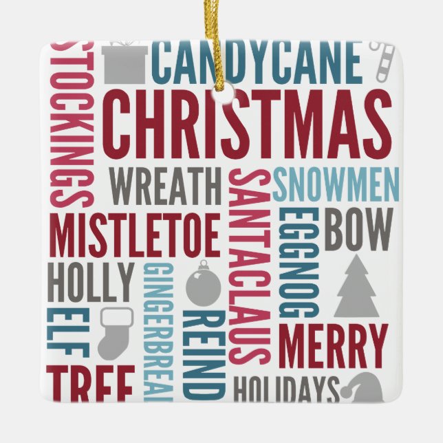 Mots de Noël Ornement en céramique de Noël (Devant)