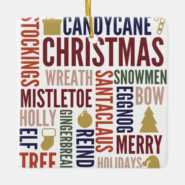 Mots de Noël Ornement en céramique de Noël (Devant)