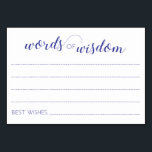 Mots de sagesse Marine Bleu Mariage cartes de cons<br><div class="desc">Ces élégantes cartes bleu marine Words of Wisdom seront l'ajout parfait à votre réception de mariage ou de mariage/wedding shower. Ces cartes constituent une excellente alternative à un livre d'or traditionnel.</div>