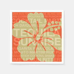 Mots d'été Cocktails et serviettes en papier Hibis