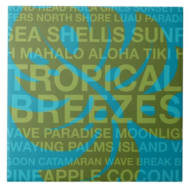 Mots d'été Tropical et Monstera Carreaux de feuill (Devant)