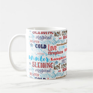 Mots d'hiver Typographie Amusants Fun Café Mug